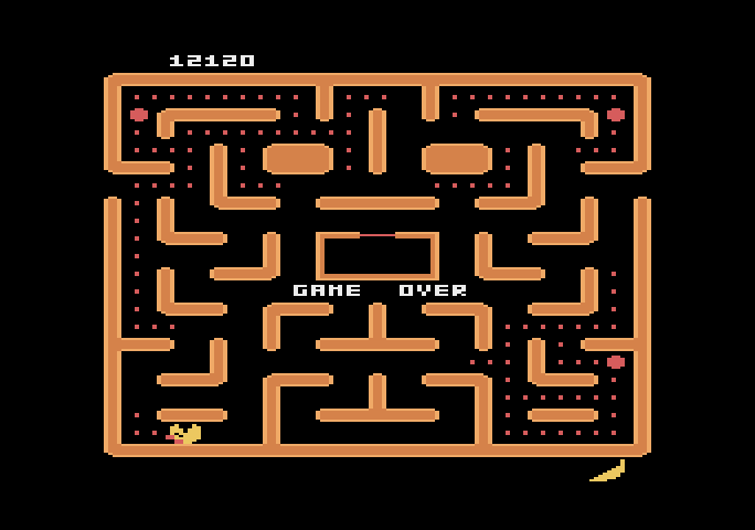 Ms. Pac-Man Atari 5200 Screenshot: Game over.