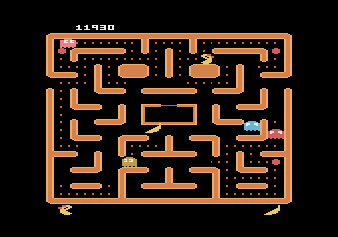 Ms. Pac-Man Atari 5200 Screenshot: The fruit on this level is a banana...