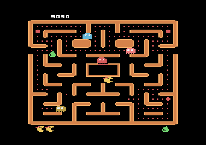 Ms. Pac-Man Atari 5200 Screenshot: The mazes get trickier as the game progresses.