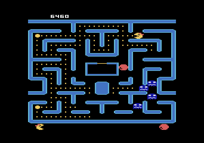 Ms. Pac-Man Atari 5200 Screenshot: Eat the bouncing fruit for bonus points.