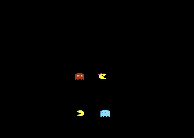 Ms. Pac-Man Atari 7800 Screenshot: Ghosts chase our heroes...