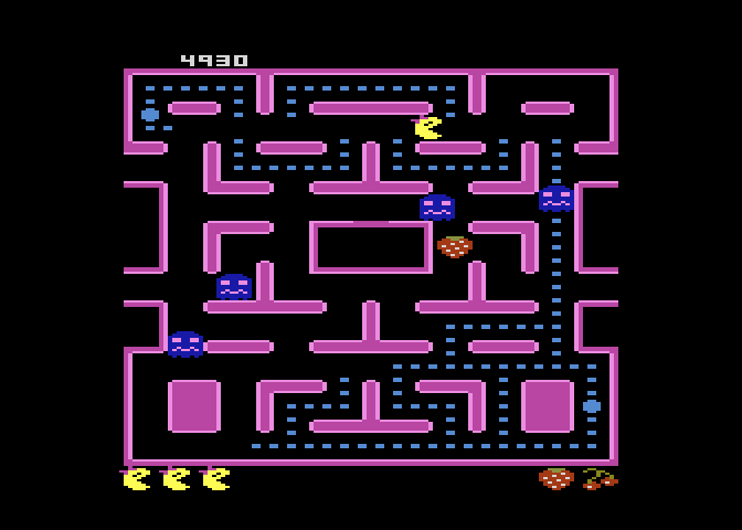 Ms. Pac-Man Atari 7800 Screenshot: Eat the fruit for bonus points.