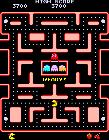 Ms. Pac-Man Arcade Screenshot: Ready for level 2?