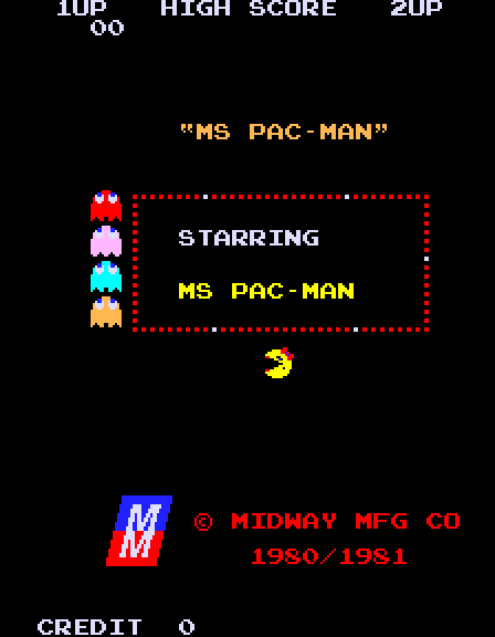 Ms. Pac-Man Arcade Screenshot: Title screen.