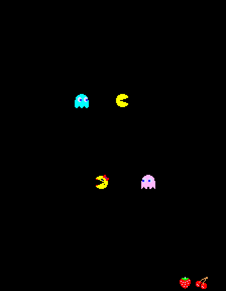 Ms. Pac-Man Arcade Screenshot: After round 2 there is a brief intermission...