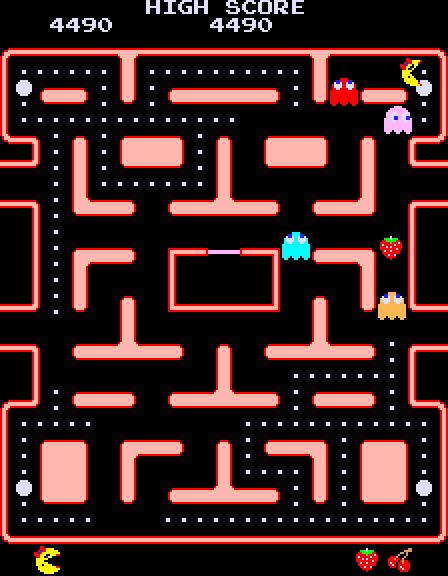 Ms. Pac-Man Arcade Screenshot: I'm almost trapped in a corner!