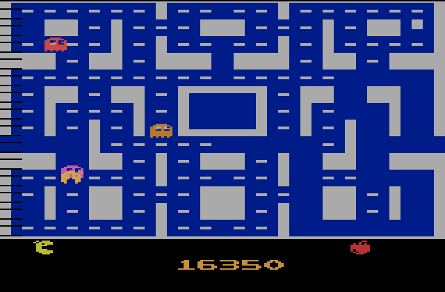 Ms. Pac-Man Atari 2600 Screenshot: The pink ghost got me!