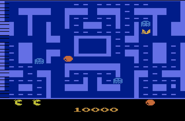 Ms. Pac-Man Atari 2600 Screenshot: About to munch on a ghost...