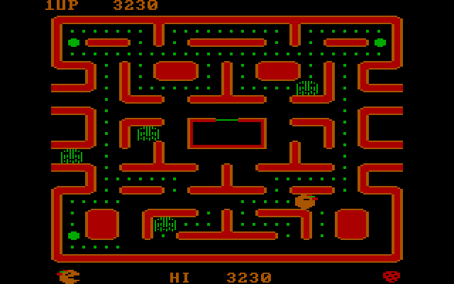 Ms. Pac-Man IBM PC/Compatibles Screenshot: The ghosts can be eaten in this state...