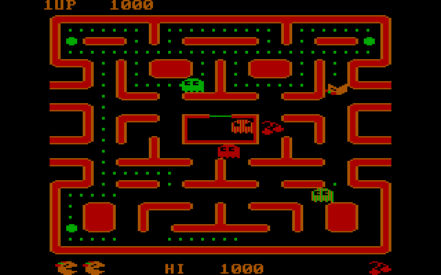 Ms. Pac-Man IBM PC/Compatibles Screenshot: Eating dots...
