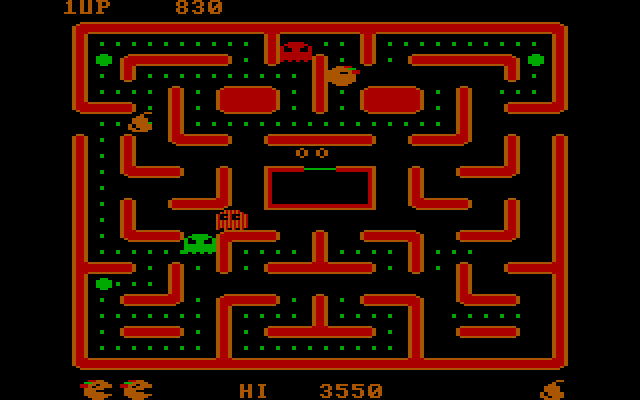 Ms. Pac-Man IBM PC/Compatibles Screenshot: The mazes and speed of the game continue to increase in difficulty.