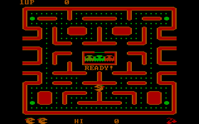 Ms. Pac-Man IBM PC/Compatibles Screenshot: Ready?