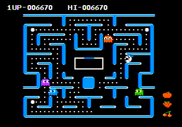 Ms. Pac-Man Apple II Screenshot: There are several different maze layouts.