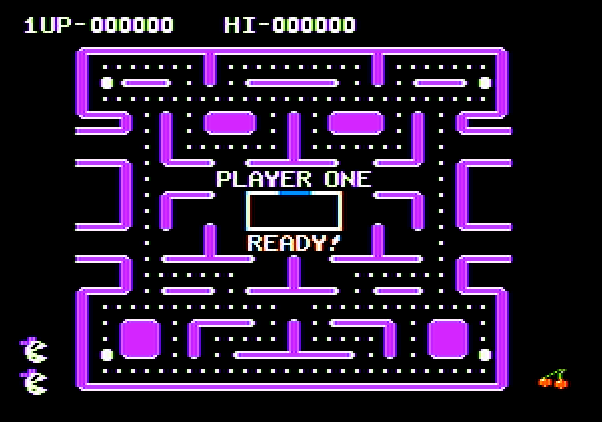 Ms. Pac-Man Apple II Screenshot: Ready to start the game?