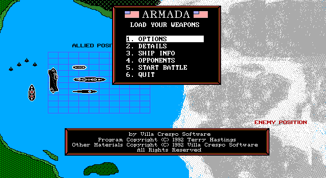 Armada IBM PC/Compatibles Screenshot: The main menu.