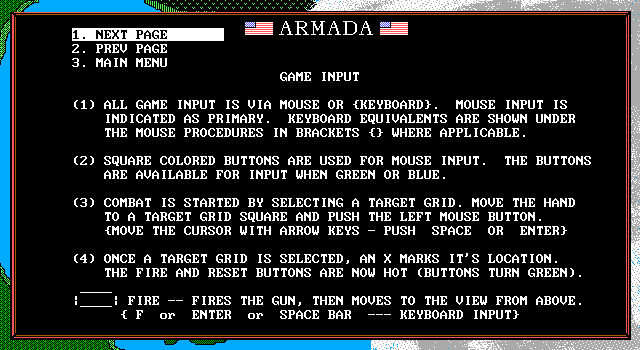Armada IBM PC/Compatibles Screenshot: How to play, continued...