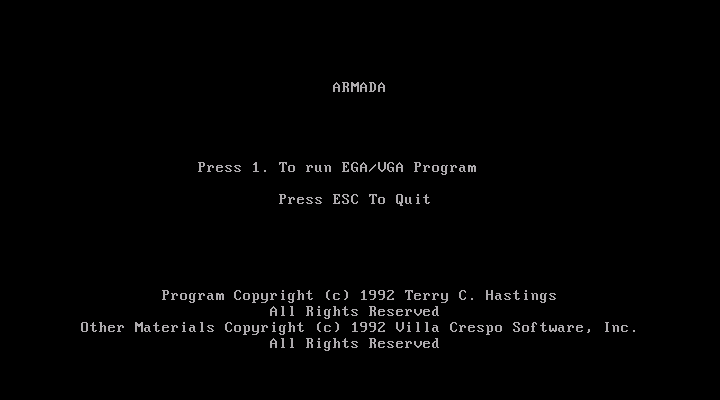 Armada IBM PC/Compatibles Screenshot: Title screen 1 / introduction (VGA)