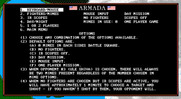 Armada for IBM PC/Compatibles - Game options menu.