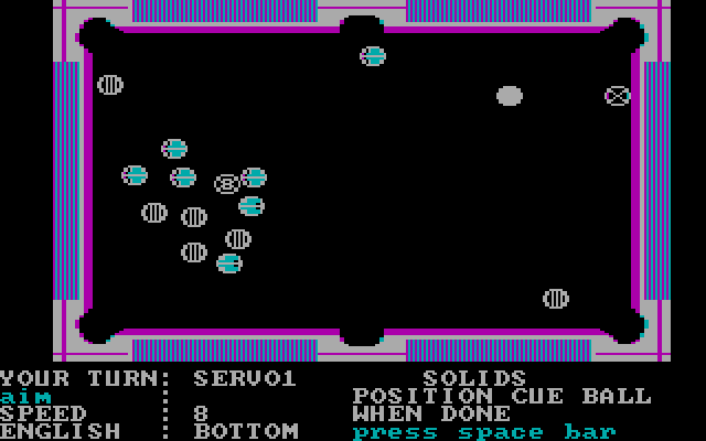 Rack 'em Up IBM PC/Compatibles Screenshot: Hmm, where should I aim this next shot?