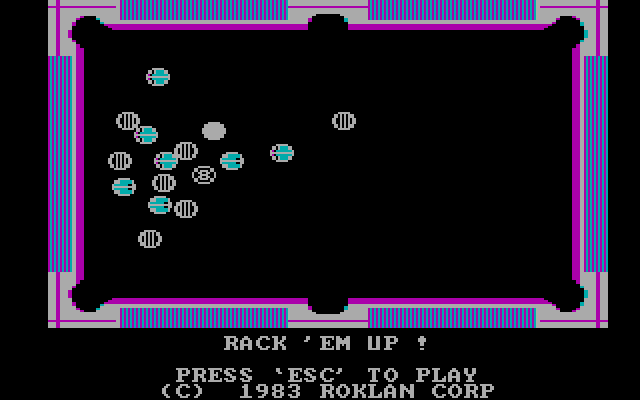 Rack 'em Up IBM PC/Compatibles Screenshot: Title screen.