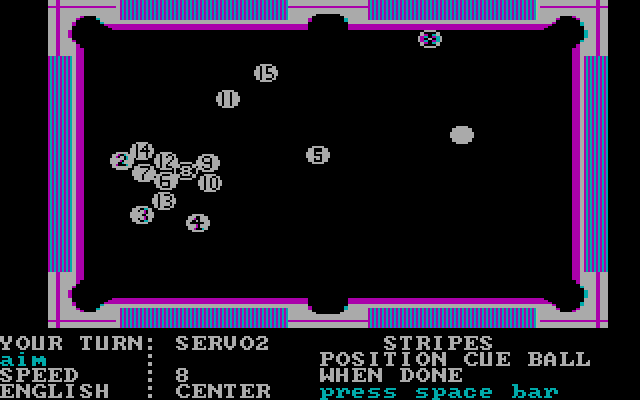 Rack 'em Up IBM PC/Compatibles Screenshot: You can change the display to show ball numbers instead of colors.