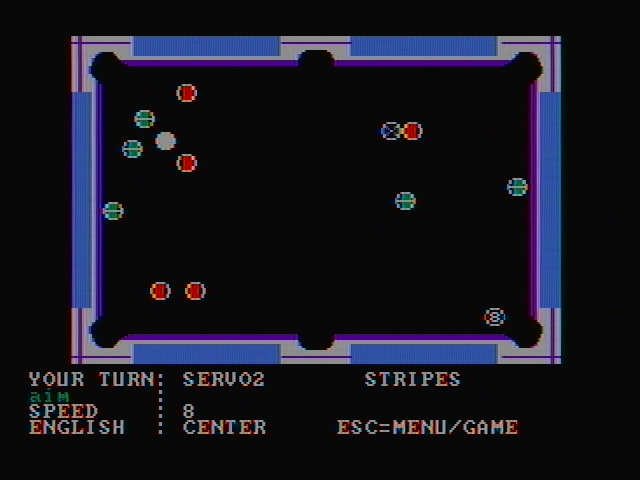 Rack 'em Up IBM PC/Compatibles Screenshot: Setting up the next shot.