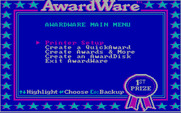 AwardWare for IBM PC/Compatibles - Main menu.