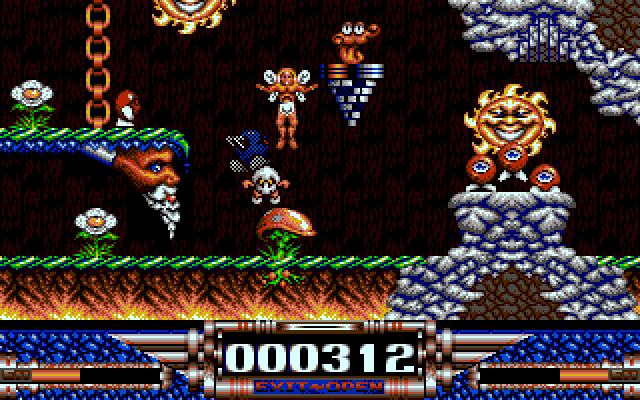Demon Blue IBM PC/Compatibles Screenshot: You lose energy when coming into contact with certain creatures.