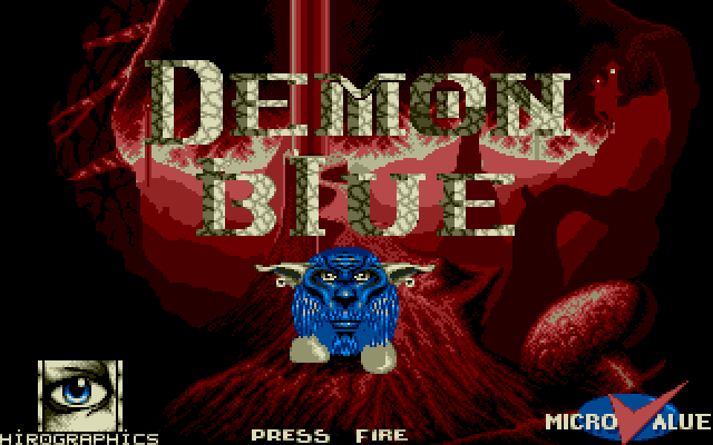 Demon Blue IBM PC/Compatibles Screenshot: Title screen.
