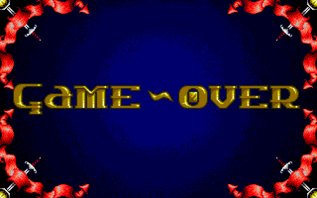 Demon Blue IBM PC/Compatibles Screenshot: Game over.