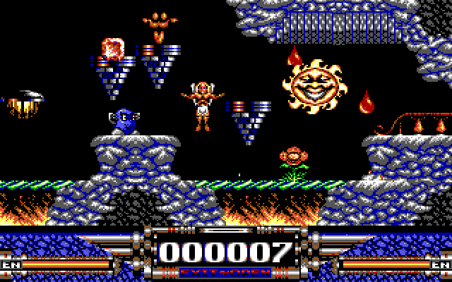 Demon Blue IBM PC/Compatibles Screenshot: There are lots of dangerous creatures to avoid.