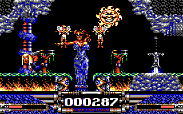 Demon Blue IBM PC/Compatibles Screenshot: Contact with certain creatures drains your energy.