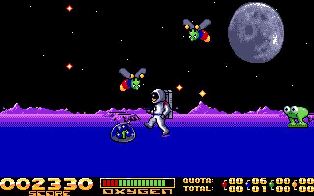Space Vegetables IBM PC/Compatibles Screenshot: Protect your space vegetables!