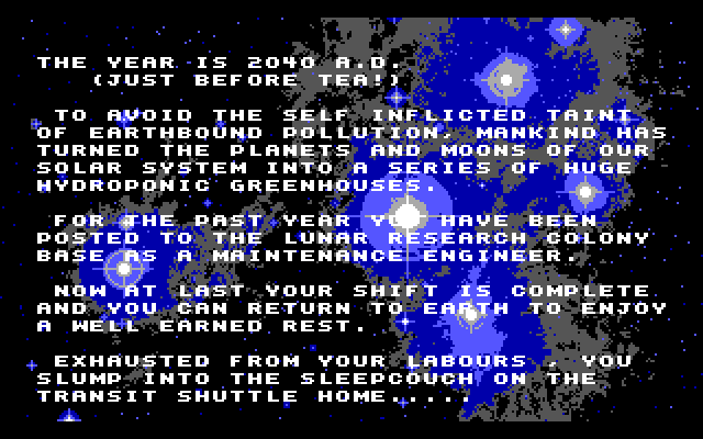 Space Vegetables IBM PC/Compatibles Screenshot: The story so far...