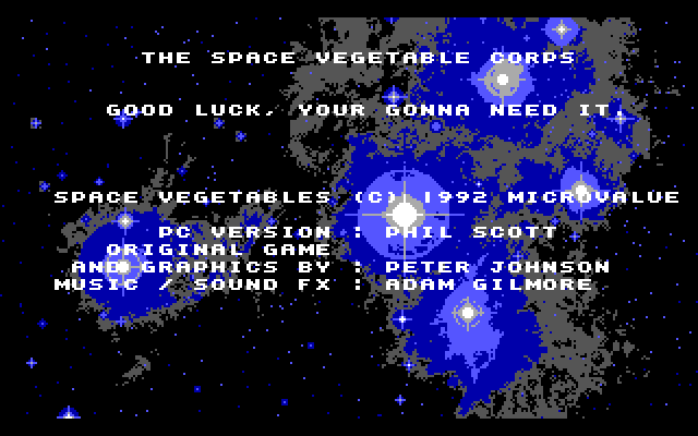 Space Vegetables IBM PC/Compatibles Screenshot: Good luck, you're gonna need it!