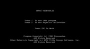 Space Vegetables for IBM PC/Compatibles - Starting screen; run the game, or calibrate the joystick first?