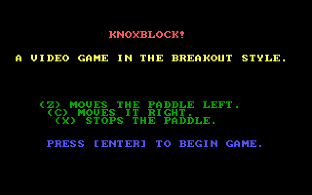 Knoxblock! IBM PC/Compatibles Screenshot: Title screen.