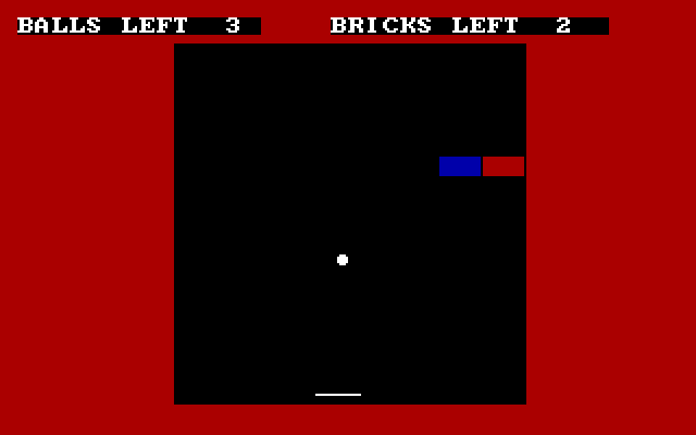 Knoxblock! IBM PC/Compatibles Screenshot: Only two bricks left!