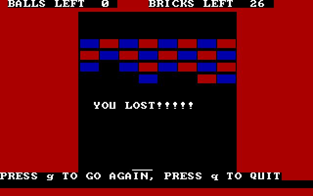 Knoxblock! IBM PC/Compatibles Screenshot: This is what happens when you lose...