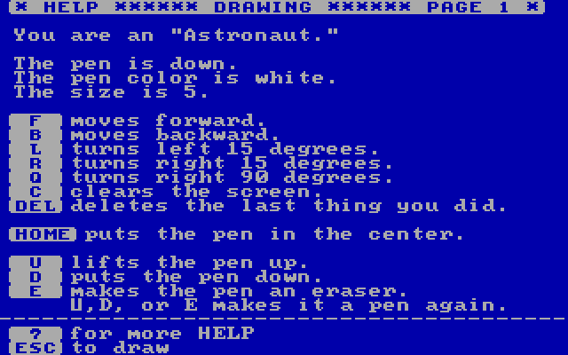 I Can Be Anything IBM PC/Compatibles Screenshot: One of the game help screens.