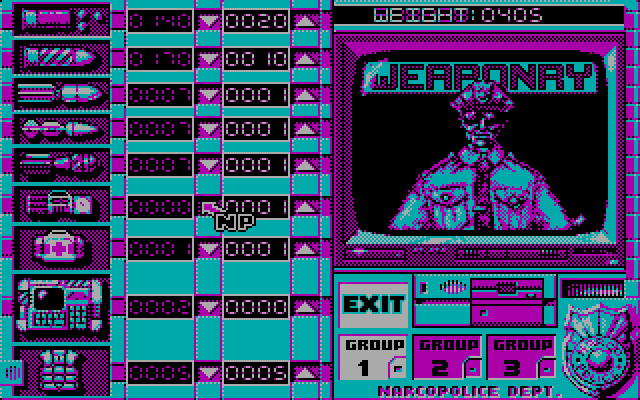 Narco Police IBM PC/Compatibles Screenshot: Acquire some weapons...