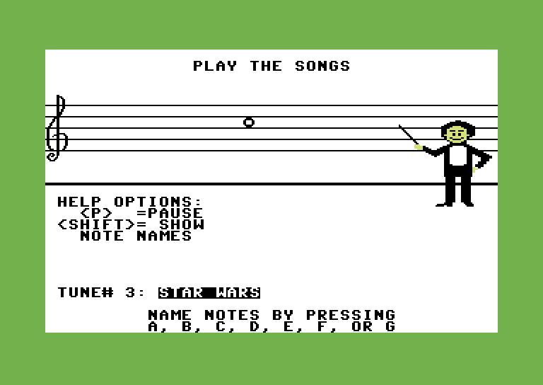 Bravo! Magic Music Series / Level 1 Commodore 64 Screenshot: Playing the Star Wars theme...