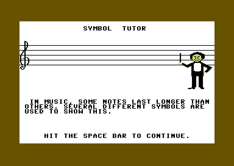 Bravo! Magic Music Series / Level 1 Commodore 64 Screenshot: The symbol tutor.