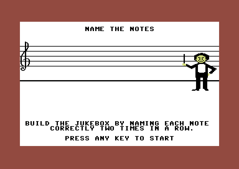 Bravo! Magic Music Series / Level 1 Commodore 64 Screenshot: Can you name the notes?