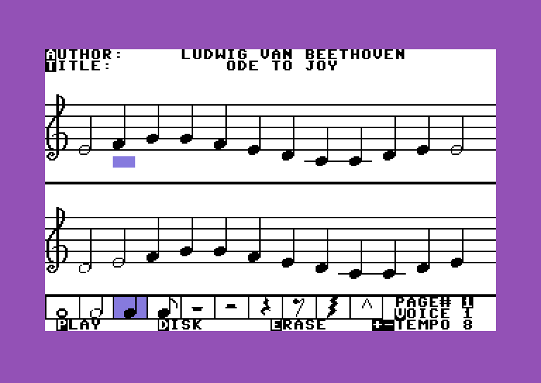 Bravo! Magic Music Series / Level 1 Commodore 64 Screenshot: Song creator...here's Ode to Joy...
