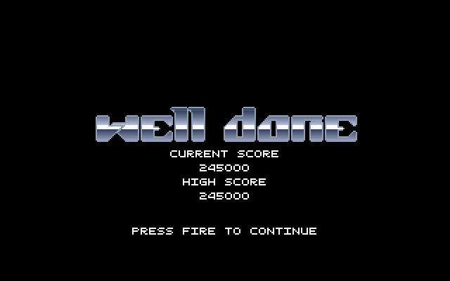 Highway Hunter IBM PC/Compatibles Screenshot: Well done! Level one complete...