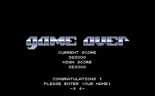 Highway Hunter IBM PC/Compatibles Screenshot: Game over.