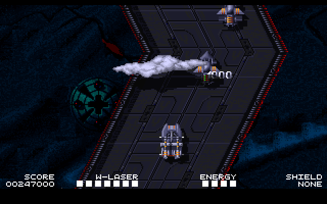 Highway Hunter IBM PC/Compatibles Screenshot: Firing at enemies...