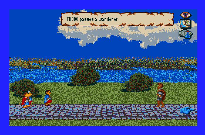 J.R.R. Tolkien's War in Middle Earth Apple IIgs Screenshot: Encountering a wanderer.