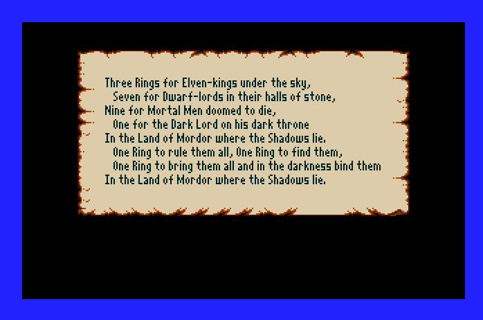 J.R.R. Tolkien's War in Middle Earth Apple IIgs Screenshot: The story so far...